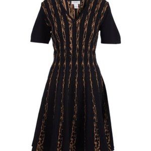 Black and Leopard Knit Dress. Carmen Marc Valvo